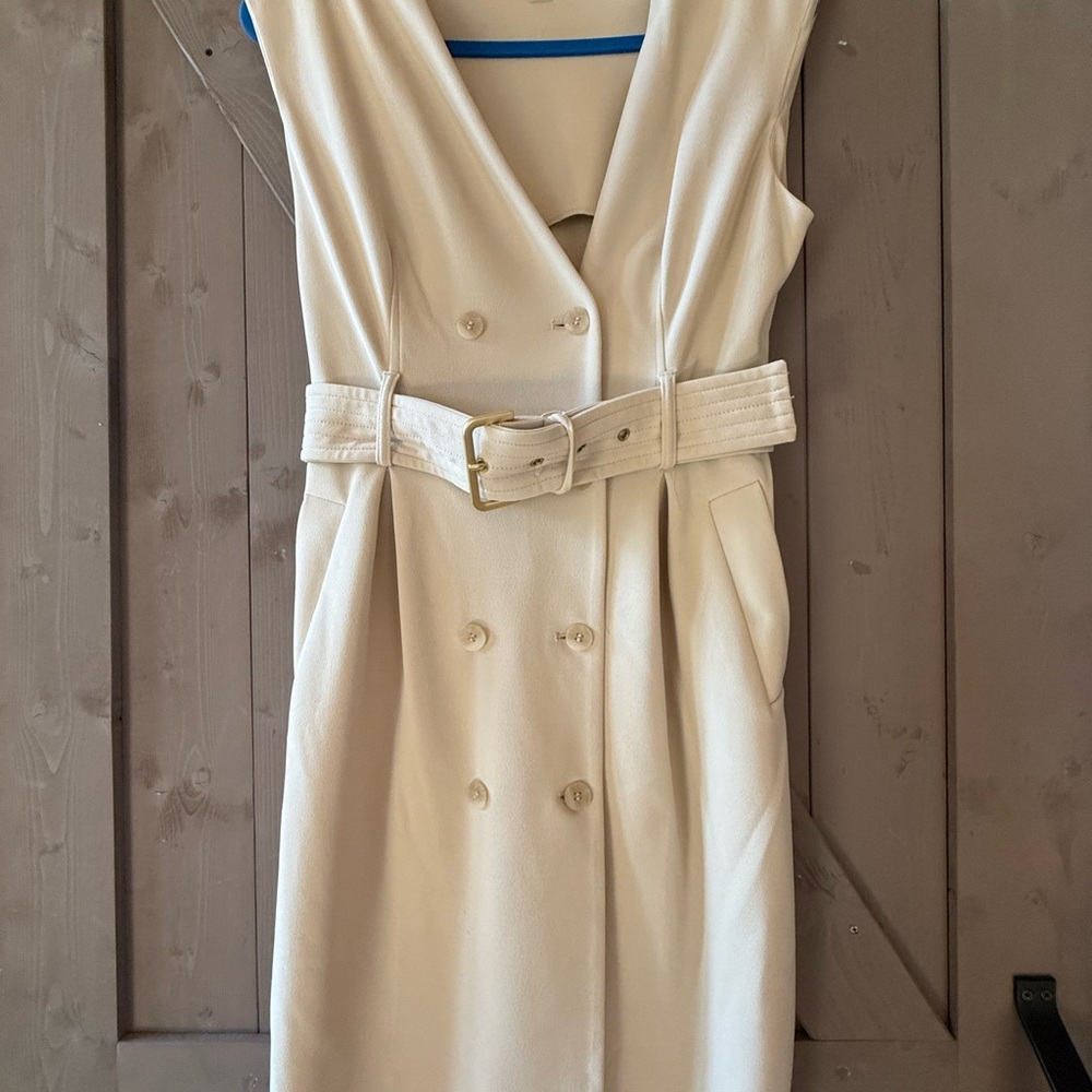 Calvin Klein Cream Pleated Sheath Dress